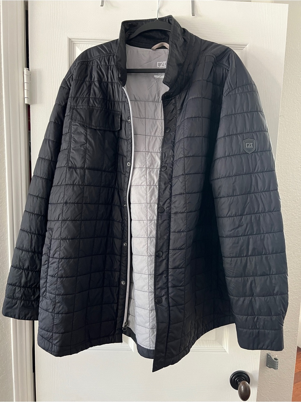 Cutter & Buck Black Quilted Snap-Front Jacket
